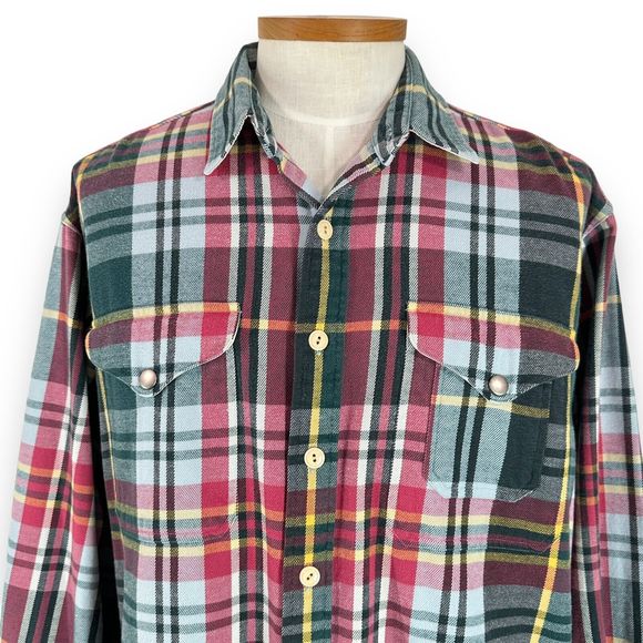Vtg RALPH LAUREN POLO Flannel Shirt Sz XL Plaid Long Sleeve Double Pocket Button - Picture 2 of 8